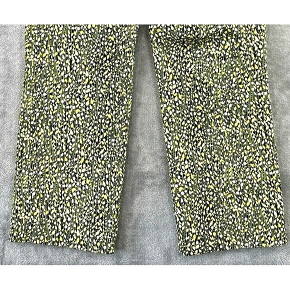 Sigrid Olsen Size 6 Yellow Green‎ Vine Floral Cotton Cropped Pants Boho Festival - Picture 4 of 10